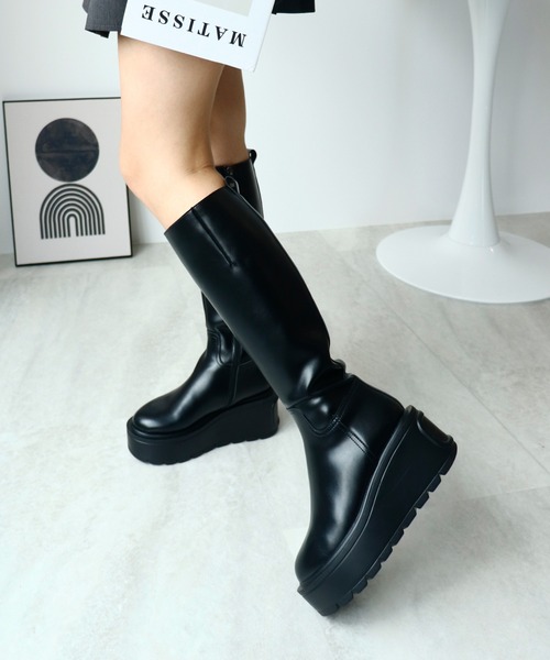 Futier land(フューティアランド)の「超軽っ!挫かない厚底プラットフォームロングブーツ(ブーツ・レディース・ブラック・36/37/38/39/40)」の18枚目の写真