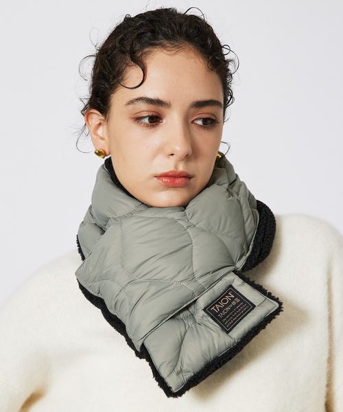 TAION（タイオン）の「【WEB限定】TAION/タイオン リバーシブル ダウンマフラー-ソフトシェルR201ALSML-1SOFT SHELL（マフラー・メンズ・カーキ/グリーン系その他/ダークネイビー/ブラック/グリーン系その他2/グリーン系その他3/ブルー系その他/ブラック系その他・フリー）」の5枚目の写真