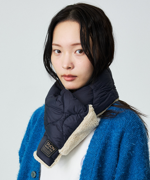 TAION（タイオン）の「【WEB限定】TAION/タイオン リバーシブル ダウンマフラー-ソフトシェルR201ALSML-1SOFT SHELL（マフラー・メンズ・カーキ/グリーン系その他/ダークネイビー/ブラック/グリーン系その他2/グリーン系その他3/ブルー系その他/ブラック系その他・フリー）」の8枚目の写真