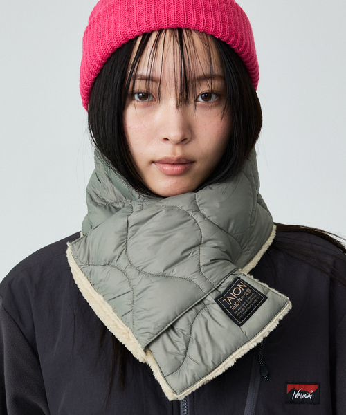 TAION（タイオン）の「【WEB限定】TAION/タイオン リバーシブル ダウンマフラー-ソフトシェルR201ALSML-1SOFT SHELL（マフラー・メンズ・カーキ/グリーン系その他/ダークネイビー/ブラック/グリーン系その他2/グリーン系その他3/ブルー系その他/ブラック系その他・フリー）」の7枚目の写真