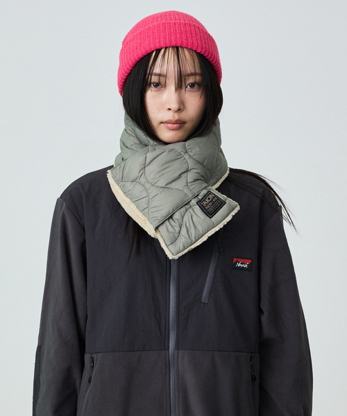 TAION（タイオン）の「【WEB限定】TAION/タイオン リバーシブル ダウンマフラー-ソフトシェルR201ALSML-1SOFT SHELL（マフラー・メンズ・カーキ/グリーン系その他/ダークネイビー/ブラック/グリーン系その他2/グリーン系その他3/ブルー系その他/ブラック系その他・フリー）」の9枚目の写真