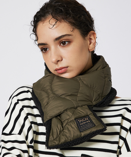 TAION（タイオン）の「【WEB限定】TAION/タイオン リバーシブル ダウンマフラー-ソフトシェルR201ALSML-1SOFT SHELL（マフラー・メンズ・カーキ/グリーン系その他/ダークネイビー/ブラック/グリーン系その他2/グリーン系その他3/ブルー系その他/ブラック系その他・フリー）」の12枚目の写真