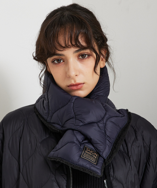 TAION（タイオン）の「【WEB限定】TAION/タイオン リバーシブル ダウンマフラー-ソフトシェルR201ALSML-1SOFT SHELL（マフラー・メンズ・カーキ/グリーン系その他/ダークネイビー/ブラック/グリーン系その他2/グリーン系その他3/ブルー系その他/ブラック系その他・フリー）」の13枚目の写真