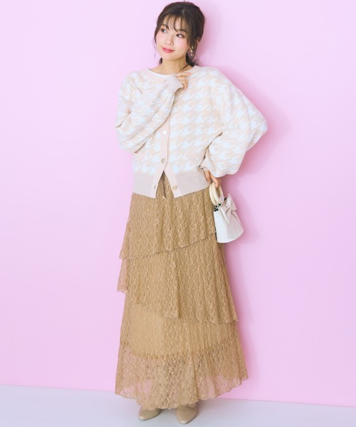 marun（マルン）の「＜大きいサイズ＞ ラメニット千鳥格子柄カーディガン marun（カーディガン/ボレロ・レディース・ピンク/グレー・5L/4L/3L/LL/L）」の11枚目の写真