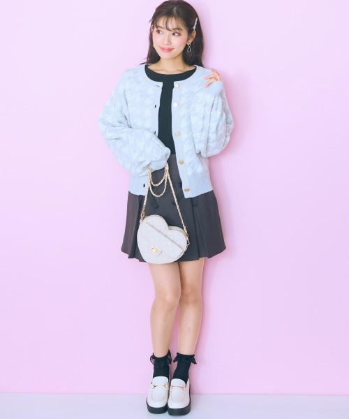 marun（マルン）の「＜大きいサイズ＞ ラメニット千鳥格子柄カーディガン marun（カーディガン/ボレロ・レディース・ピンク/グレー・5L/4L/3L/LL/L）」の12枚目の写真