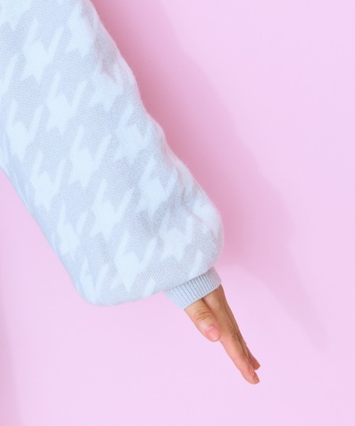 marun（マルン）の「＜大きいサイズ＞ ラメニット千鳥格子柄カーディガン marun（カーディガン/ボレロ・レディース・ピンク/グレー・5L/4L/3L/LL/L）」の19枚目の写真