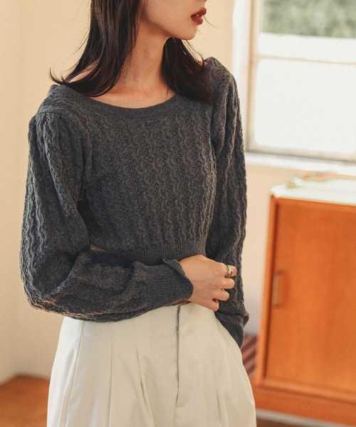 Lajour(ラジュール)の「日本製 前後2wayメタルバーニットトップス(ニット/セーター・レディース・ブラック/グレー/アイボリー・フリー)」の6枚目の写真