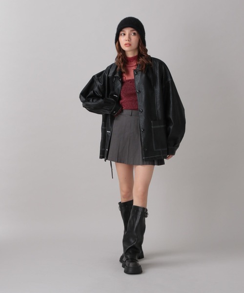 FOREVER 21（フォーエバー トゥエンティーワン）の「【2024FW】フェイクレザーカバーオール（ブルゾン・レディース・ブラック・FREE）」の3枚目の写真