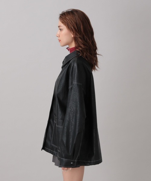 FOREVER 21（フォーエバー トゥエンティーワン）の「【2024FW】フェイクレザーカバーオール（ブルゾン・レディース・ブラック・FREE）」の9枚目の写真