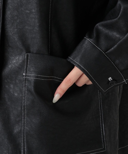 FOREVER 21（フォーエバー トゥエンティーワン）の「【2024FW】フェイクレザーカバーオール（ブルゾン・レディース・ブラック・FREE）」の15枚目の写真