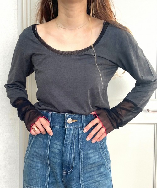 チュールドッキングウォームインナー（Tシャツ/カットソー）｜Q（キュー）