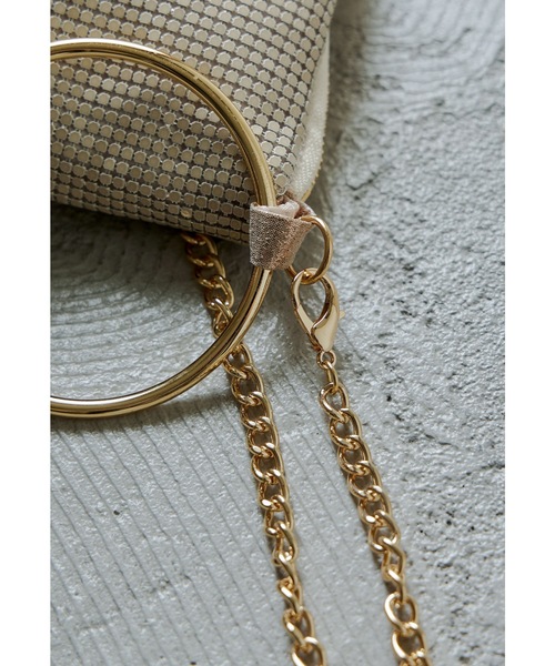 2wayメタルメッシュリングハンドルバッグ ショルダー パーティーバッグ