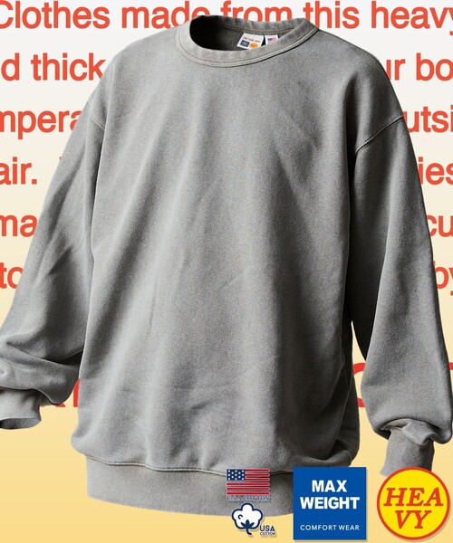 FREAK'S STORE（フリークスストア）の「FREAK’S STORE/フリークスストア HEAVY WEIGHT SWT 15oz アシッド加工/ヘビーウェイト クルーネックスウェット/15オンス/リラックスフィット/USAコットン（スウェット・メンズ・オリーブ/オフホワイト/チャコールグレー・SMALL/MEDIUM/LARGE）」の3枚目の写真