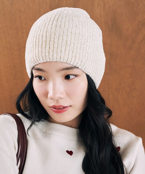 セール】限定展開 ラメ モール ニット帽（ニットキャップ/ビーニー