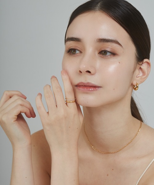 ciite' surgical stainless(シーテサージカルステンレス)の「【 金属アレルギー対応 】 ハーフエタニティ ビジューダブルリング サージカルステンレス(リング・レディース・シルバー/ゴールド/ピンクゴールド・13号/15号/11号/9号)」の19枚目の写真