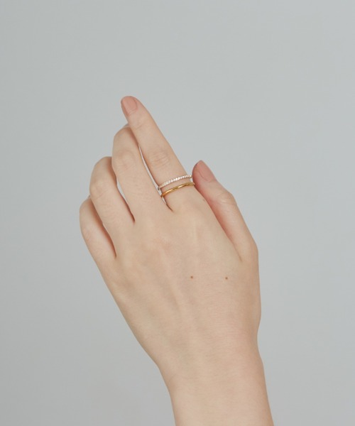 ciite' surgical stainless(シーテサージカルステンレス)の「【 金属アレルギー対応 】 ハーフエタニティ ビジューダブルリング サージカルステンレス(リング・レディース・シルバー/ゴールド/ピンクゴールド・13号/15号/11号/9号)」の20枚目の写真