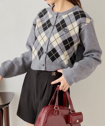 アーガイル刺繍カーディガン