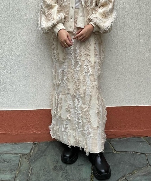 【セール】ミックスフリンジニットスカート《セットアップ対応/手洗い可能》（スカート）｜ENIM BY VICKY（エニムバイビッキー）