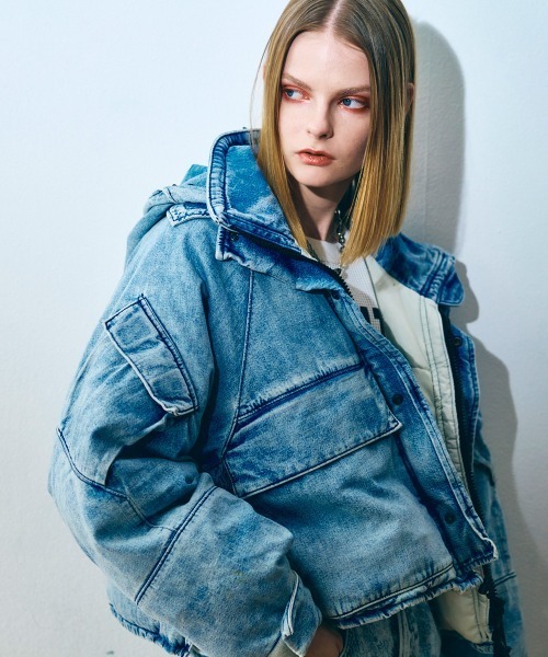 RNA（アールエヌエー）の「J2128 ボールパディングショートジャケット（ブルゾン・レディース・レオパード/ケミカルウォッシュ・MEDIUM）」の5枚目の写真