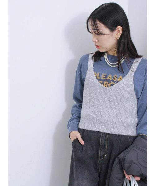 Samansa Mos2 blue(サマンサモスモスブルー)の「ラメニットビスチェ(ニット/セーター・レディース・グレー/ブラック/ベージュ・F)」の6枚目の写真