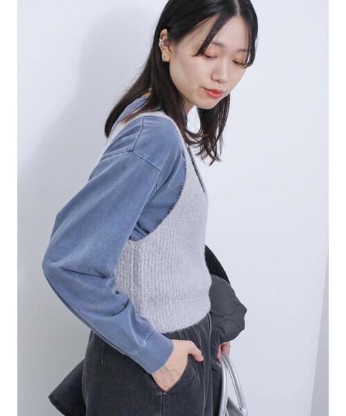 Samansa Mos2 blue(サマンサモスモスブルー)の「ラメニットビスチェ(ニット/セーター・レディース・グレー/ブラック/ベージュ・F)」の7枚目の写真