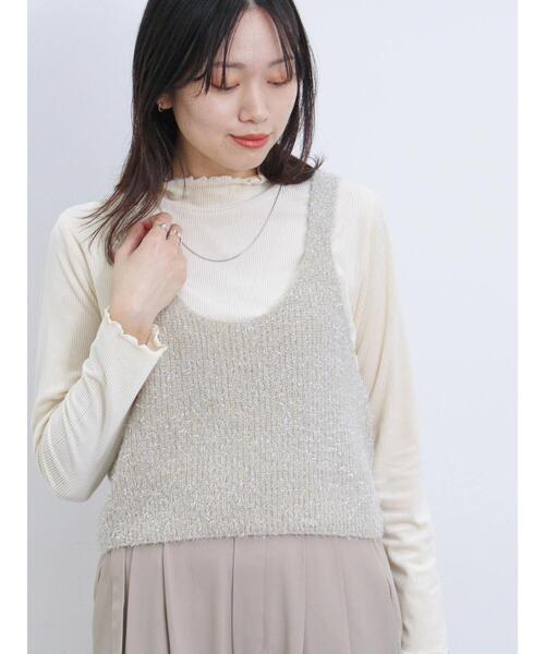 Samansa Mos2 blue(サマンサモスモスブルー)の「ラメニットビスチェ(ニット/セーター・レディース・グレー/ブラック/ベージュ・F)」の17枚目の写真