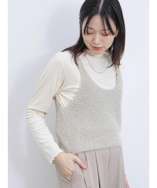 Samansa Mos2 blue(サマンサモスモスブルー)の「ラメニットビスチェ(ニット/セーター・レディース・グレー/ブラック/ベージュ・F)」の18枚目の写真