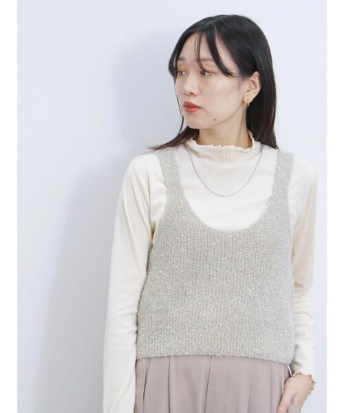 Samansa Mos2 blue(サマンサモスモスブルー)の「ラメニットビスチェ(ニット/セーター・レディース・グレー/ブラック/ベージュ・F)」の19枚目の写真