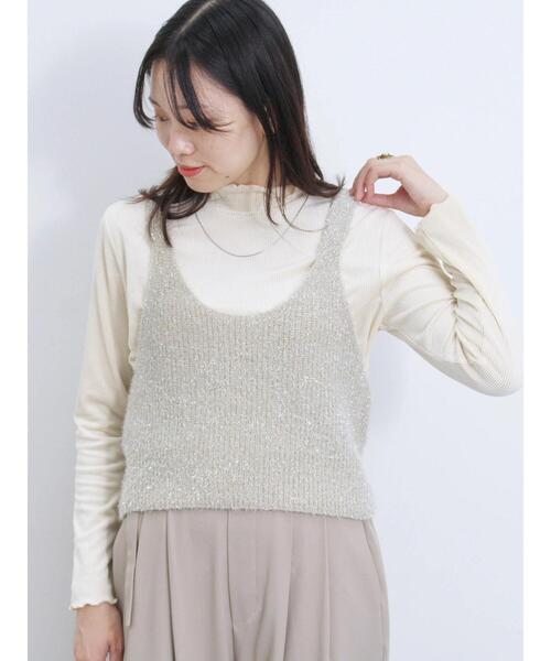 Samansa Mos2 blue(サマンサモスモスブルー)の「ラメニットビスチェ(ニット/セーター・レディース・グレー/ブラック/ベージュ・F)」の20枚目の写真