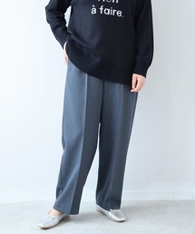 【L～5L 大きいサイズ】ウール調カルゼセンタープレスワイドパンツ