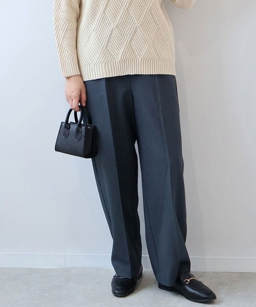 leswel（レスウェル）の「【L～5L 大きいサイズ】ウール調カルゼセンタープレスワイドパンツ（その他パンツ・レディース・ネイビー/グレー・L/LL/3L/4L/5L）」の3枚目の写真