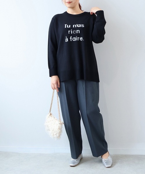 leswel（レスウェル）の「【L～5L 大きいサイズ】ウール調カルゼセンタープレスワイドパンツ（その他パンツ・レディース・ネイビー/グレー・L/LL/3L/4L/5L）」の4枚目の写真