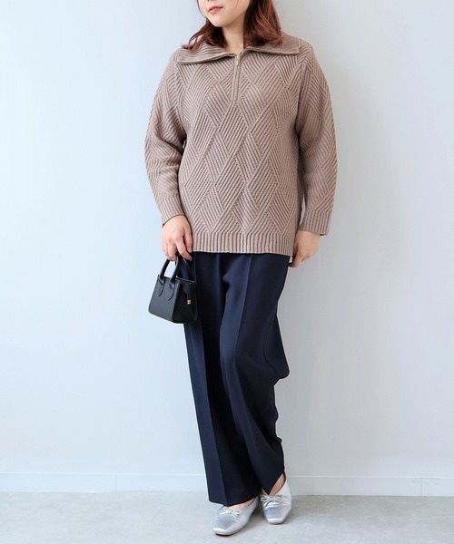 leswel（レスウェル）の「【L～5L 大きいサイズ】ウール調カルゼセンタープレスワイドパンツ（その他パンツ・レディース・ネイビー/グレー・L/LL/3L/4L/5L）」の10枚目の写真