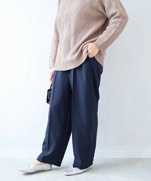 leswel（レスウェル）の「【L～5L 大きいサイズ】ウール調カルゼセンタープレスワイドパンツ（その他パンツ・レディース・ネイビー/グレー・L/LL/3L/4L/5L）」の11枚目の写真