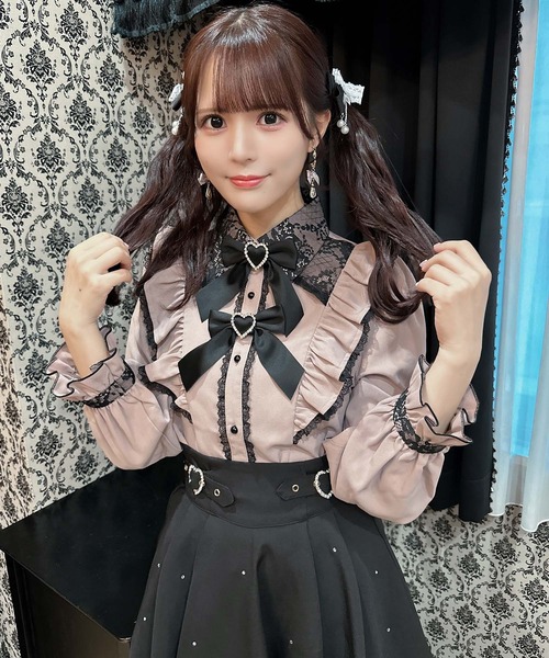 ROJITA(ロジータ)の「ダブルリボンラッフルフリル配色ブラウス(シャツ/ブラウス・レディース・ブラック/ホワイト/ピンク/マルチ・FREE)」の7枚目の写真