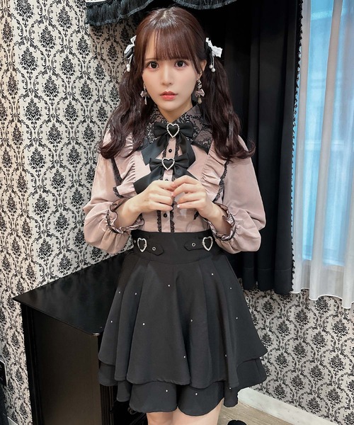 ROJITA(ロジータ)の「ダブルリボンラッフルフリル配色ブラウス(シャツ/ブラウス・レディース・ブラック/ホワイト/ピンク/マルチ・FREE)」の12枚目の写真