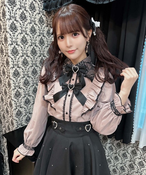 ROJITA(ロジータ)の「ダブルリボンラッフルフリル配色ブラウス(シャツ/ブラウス・レディース・ブラック/ホワイト/ピンク/マルチ・FREE)」の8枚目の写真