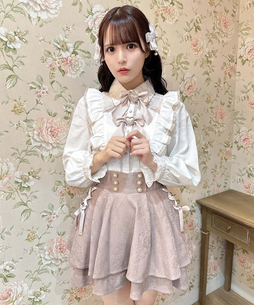 【美品】ロジータ ブラウス スカート お得6点セット F 推し活 フリル リボン セール】ダブルリボンラッフルフリル配色ブラウス（シャツ