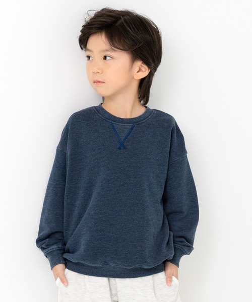 chil2（チルツー）の「ピグメント加工 裏毛トレーナー（スウェット・キッズ・ベージュ/ミント/ネイビー/ラベンダー/イエロー/ピンク/レッド/ブラック・100cm/110cm/120cm/130cm/140cm/150cm/160cm）」の4枚目の写真