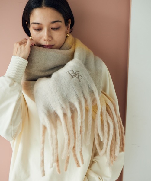 BARNYARDSTORM（バンヤードストーム）の「BARNYARDSTORM / チェックマフラー（マフラー・レディース・ライトブルー/ブルー/ブラウン/ベージュ・FREE）」の3枚目の写真