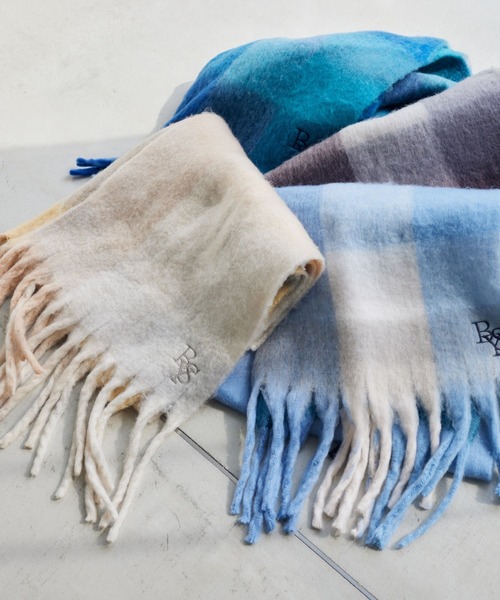 BARNYARDSTORM（バンヤードストーム）の「BARNYARDSTORM / チェックマフラー（マフラー・レディース・ライトブルー/ブルー/ブラウン/ベージュ・FREE）」の5枚目の写真