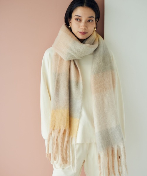 BARNYARDSTORM（バンヤードストーム）の「BARNYARDSTORM / チェックマフラー（マフラー・レディース・ライトブルー/ブルー/ブラウン/ベージュ・FREE）」の6枚目の写真