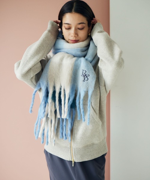 BARNYARDSTORM（バンヤードストーム）の「BARNYARDSTORM / チェックマフラー（マフラー・レディース・ライトブルー/ブルー/ブラウン/ベージュ・FREE）」の10枚目の写真