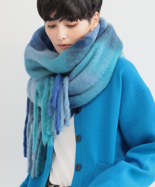 BARNYARDSTORM（バンヤードストーム）の「BARNYARDSTORM / チェックマフラー（マフラー・レディース・ライトブルー/ブルー/ブラウン/ベージュ・FREE）」の13枚目の写真