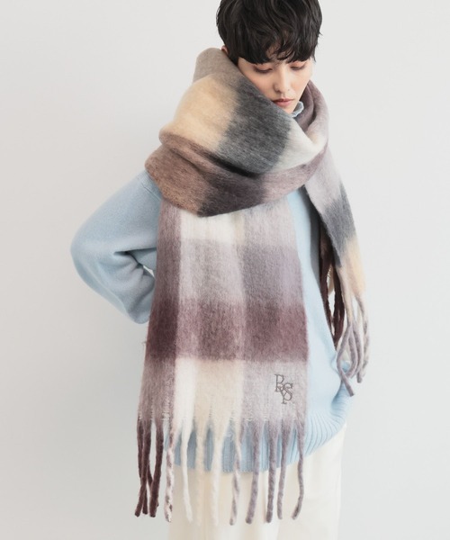 BARNYARDSTORM（バンヤードストーム）の「BARNYARDSTORM / チェックマフラー（マフラー・レディース・ライトブルー/ブルー/ブラウン/ベージュ・FREE）」の15枚目の写真