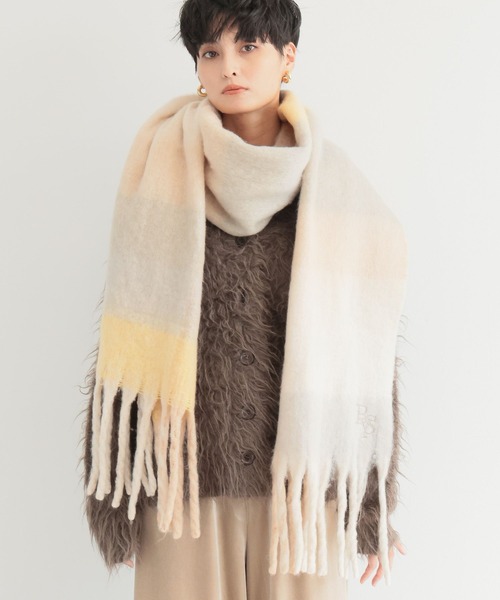 BARNYARDSTORM（バンヤードストーム）の「BARNYARDSTORM / チェックマフラー（マフラー・レディース・ライトブルー/ブルー/ブラウン/ベージュ・FREE）」の19枚目の写真