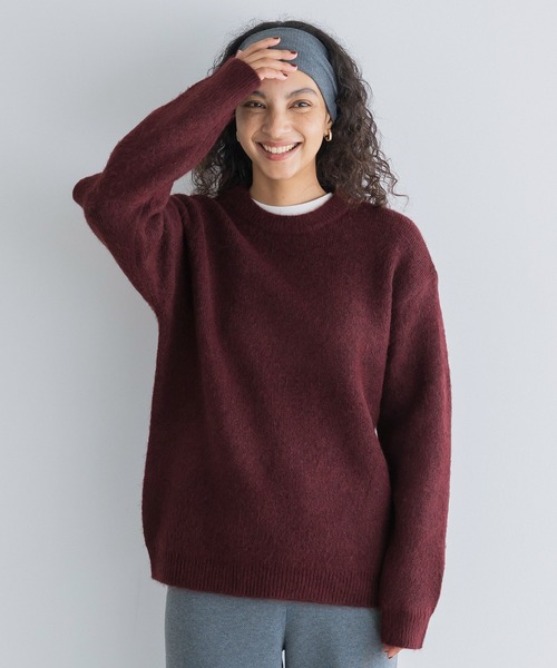 セール】モヘヤ風クルーネックニットトップス（ニット/セーター