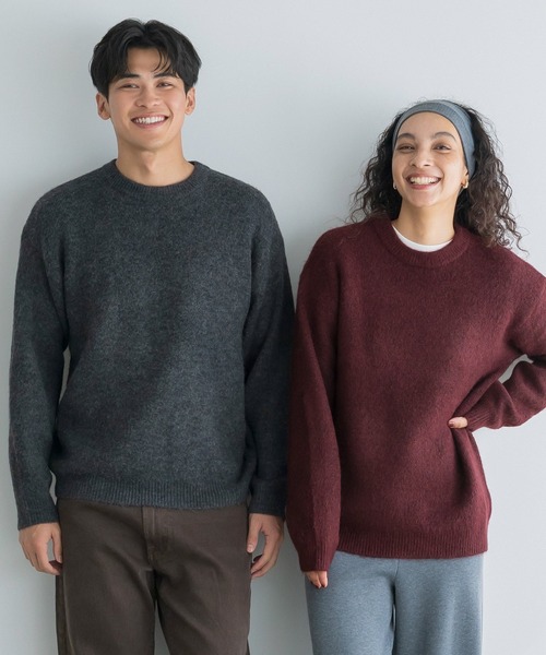 セール】【WEB限定セール】モヘヤ風クルーネックニットトップス