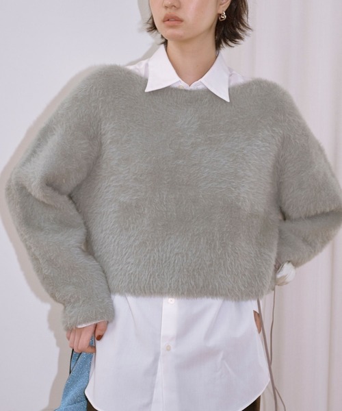 Lil Ambition（リルアンビション）の「ローズチョーカーシャギーニット（ニット/セーター・レディース・ベビーピンク/グレー/クリーム・FREE）」の2枚目の写真