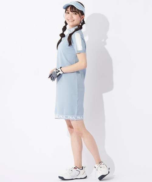 FILA GOLF(フィラゴルフ )の「軽量ニット 半袖モックネックワンピース(ワンピース・レディース・ピンク/ライム/ブルー・MEDIUM/SMALL/LARGE)」の14枚目の写真